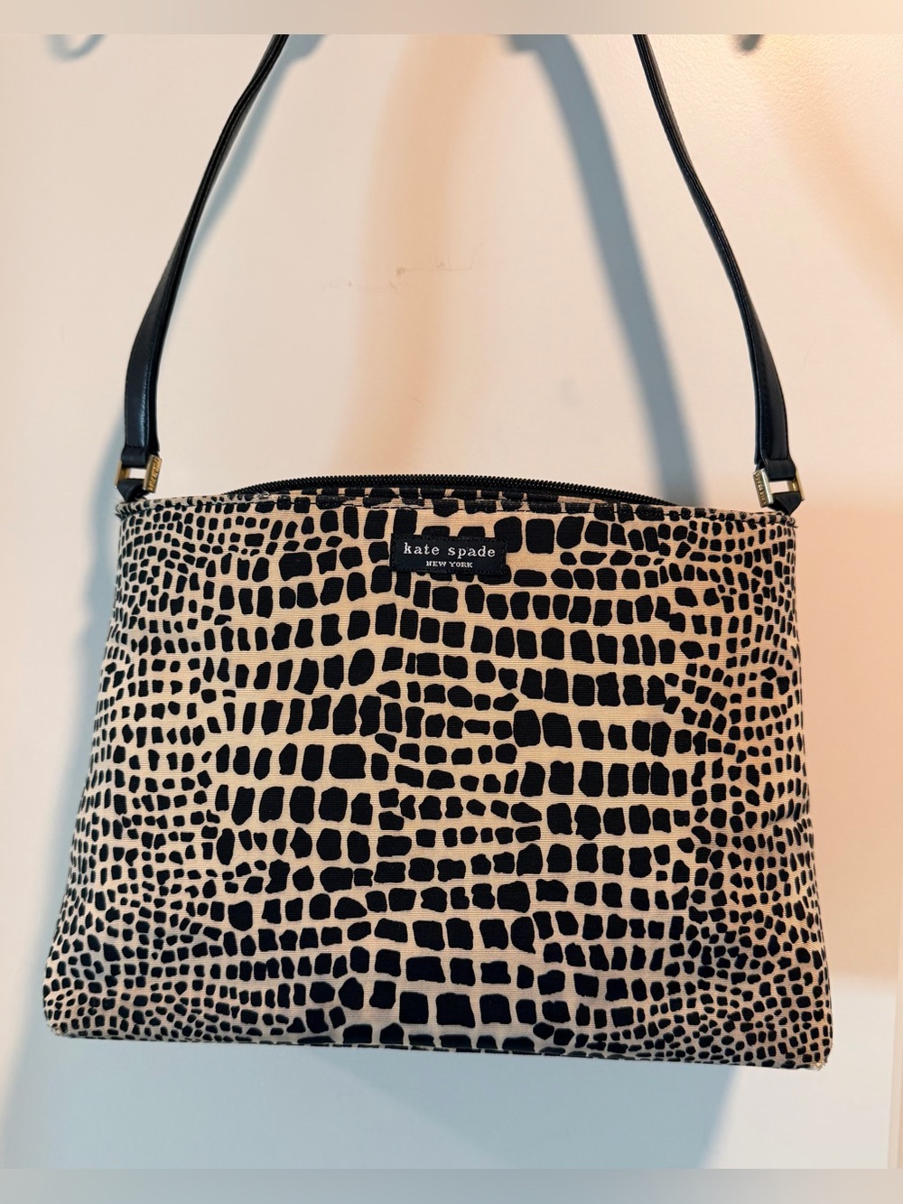 Vintage Y2K Kate Spade New York "Safari Lizard Faille" baguette shoulder bag